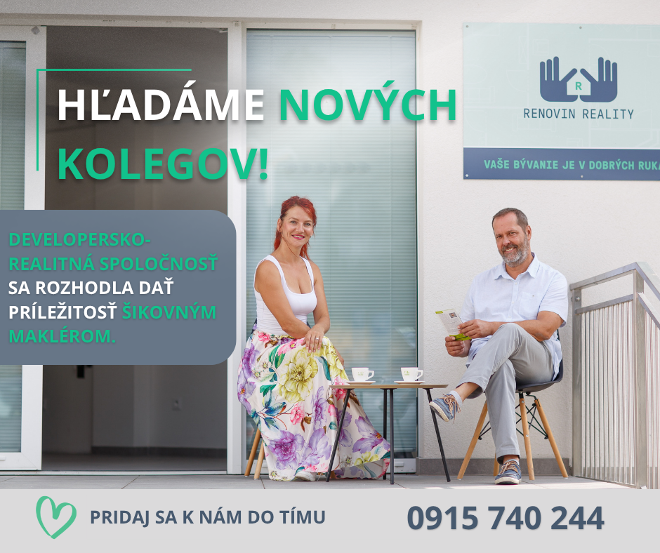 Pridaj sa do tímu realitných maklérov - poď do Renovin Reality! Pridaj sa do tímu realitných maklérov - poď do Renovin Reality!