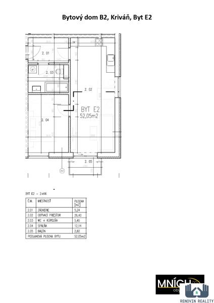 2-izbový byt s krásnym výhľadom v obci Kriváň E2 - pôdorys  